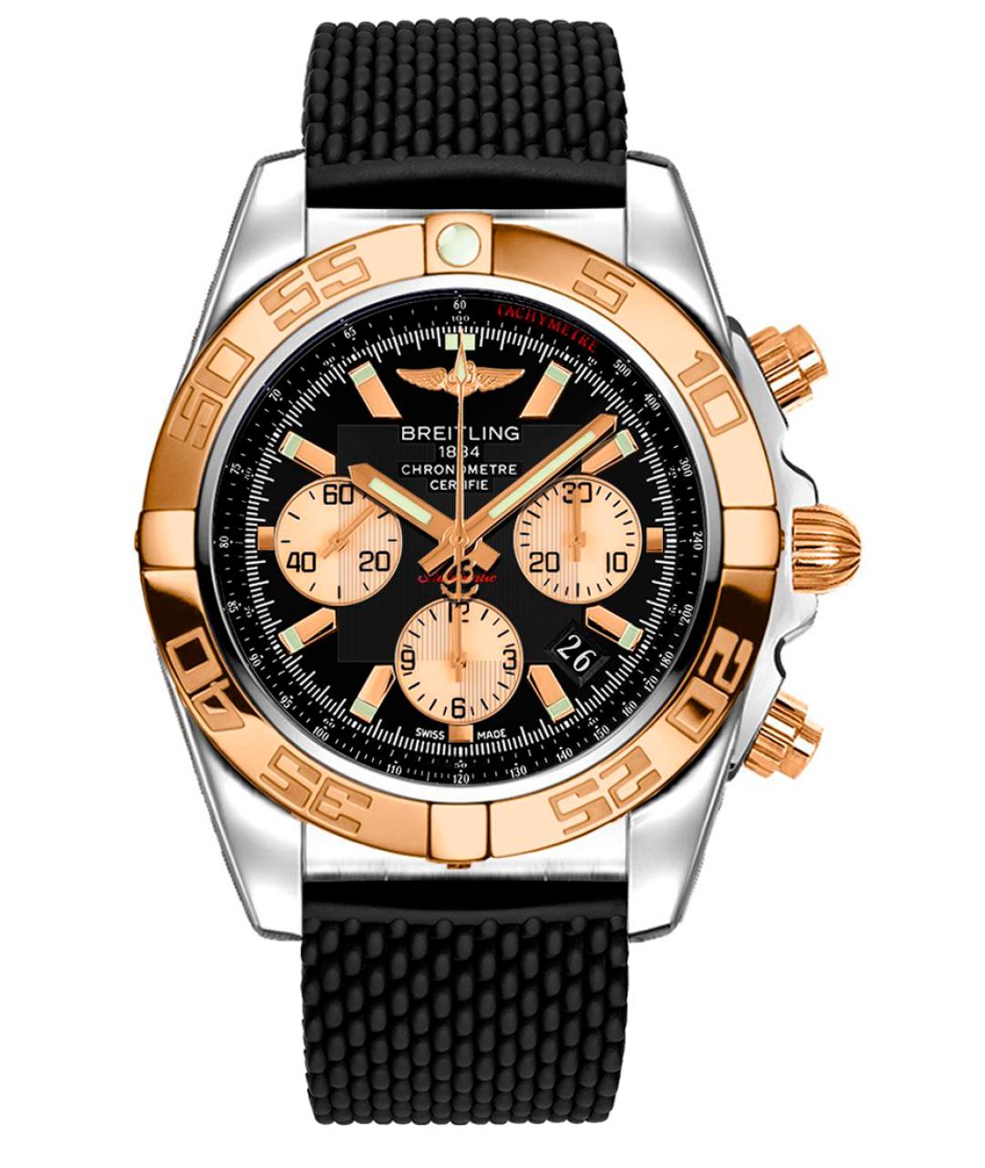 BREITLING Черные часы из розового золота, фото 1