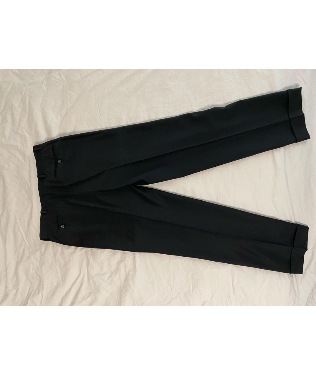 TRUSSARDI Черные шерстяные классические брюки, фото 2