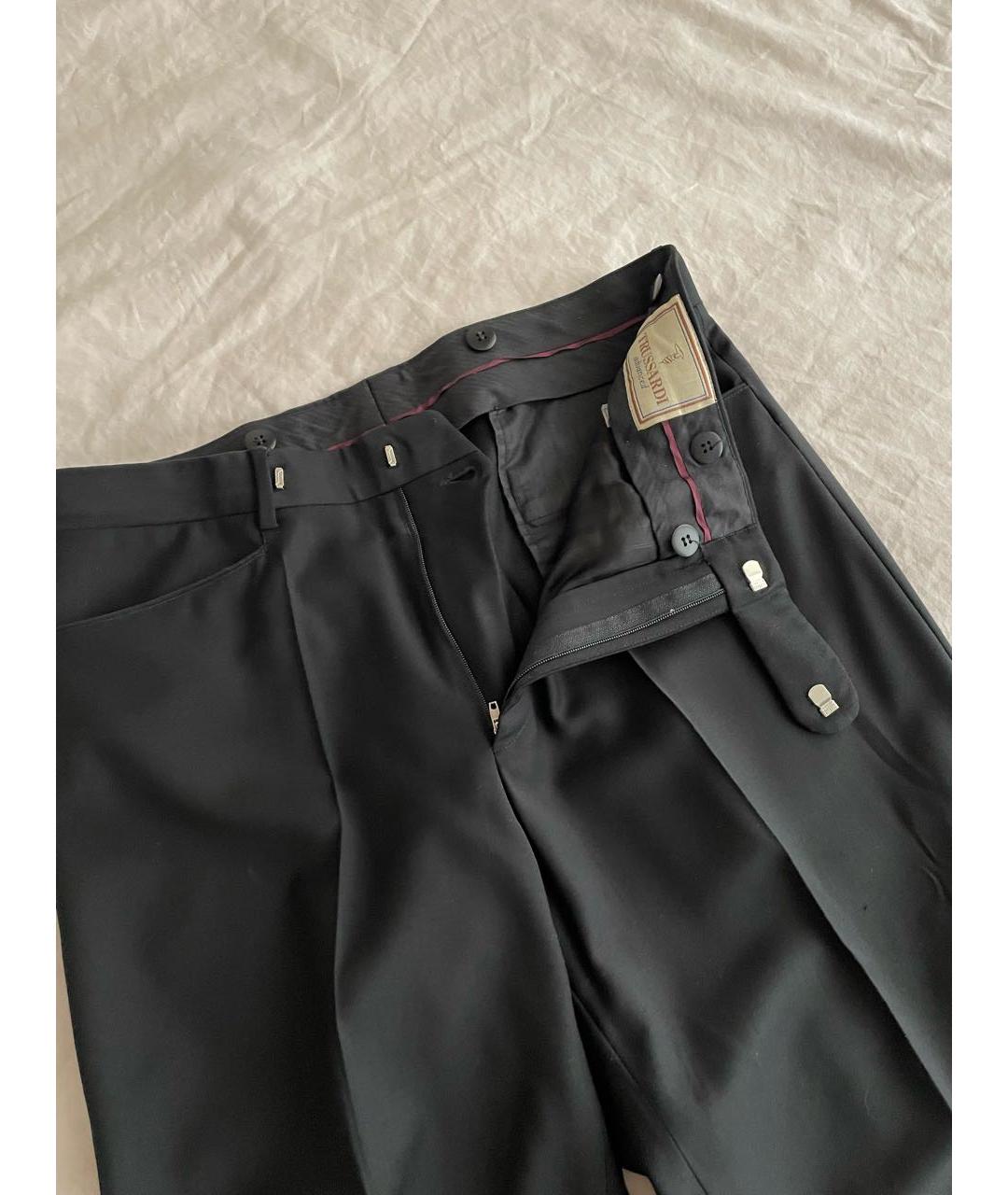 TRUSSARDI Черные шерстяные классические брюки, фото 3