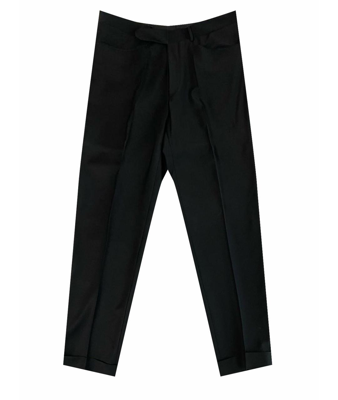 TRUSSARDI Черные шерстяные классические брюки, фото 1