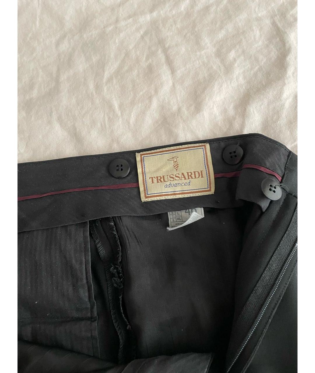 TRUSSARDI Черные шерстяные классические брюки, фото 5