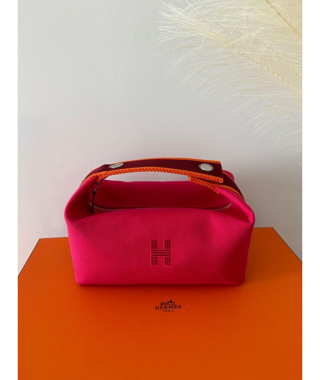 HERMES PRE-OWNED Розовая тканевая косметичка, фото 6