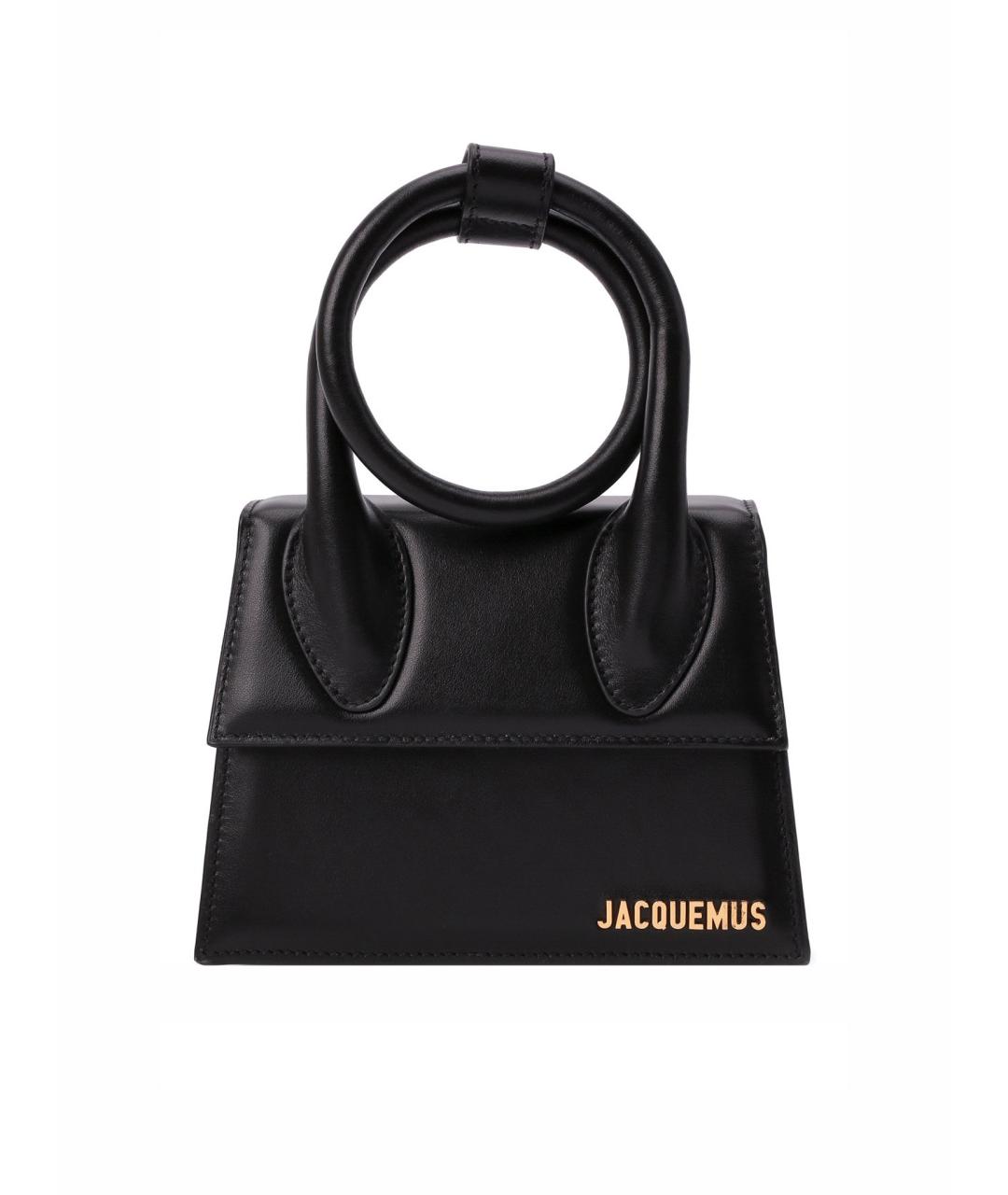 JACQUEMUS Черная кожаная сумка через плечо, фото 1