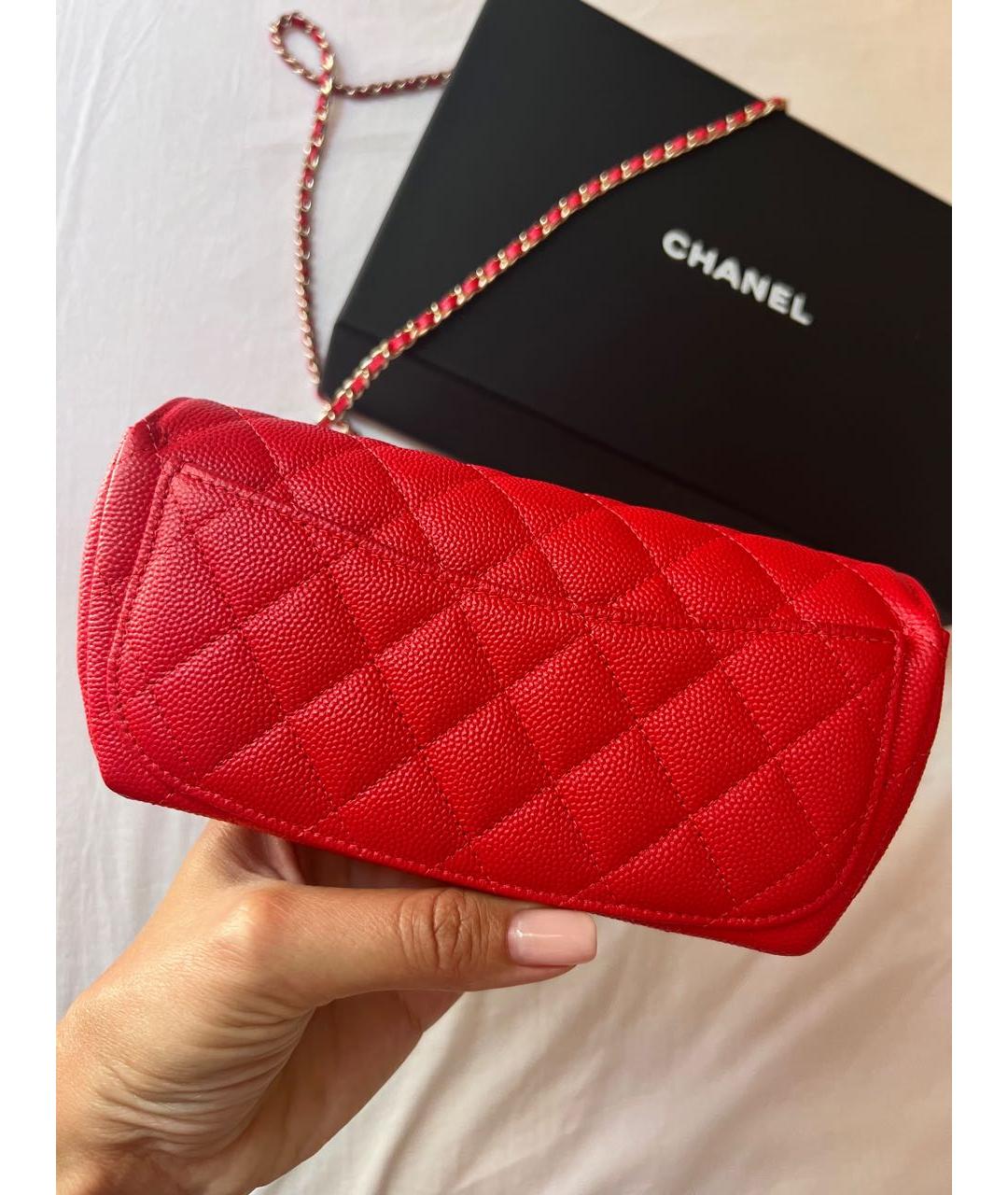 CHANEL PRE-OWNED Красная кожаная сумка через плечо, фото 3