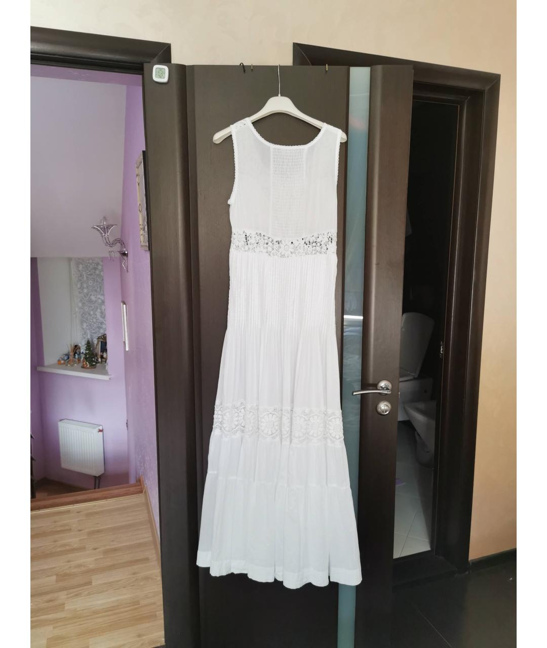 TWIN-SET Белое хлопко-эластановое повседневное платье, фото 2