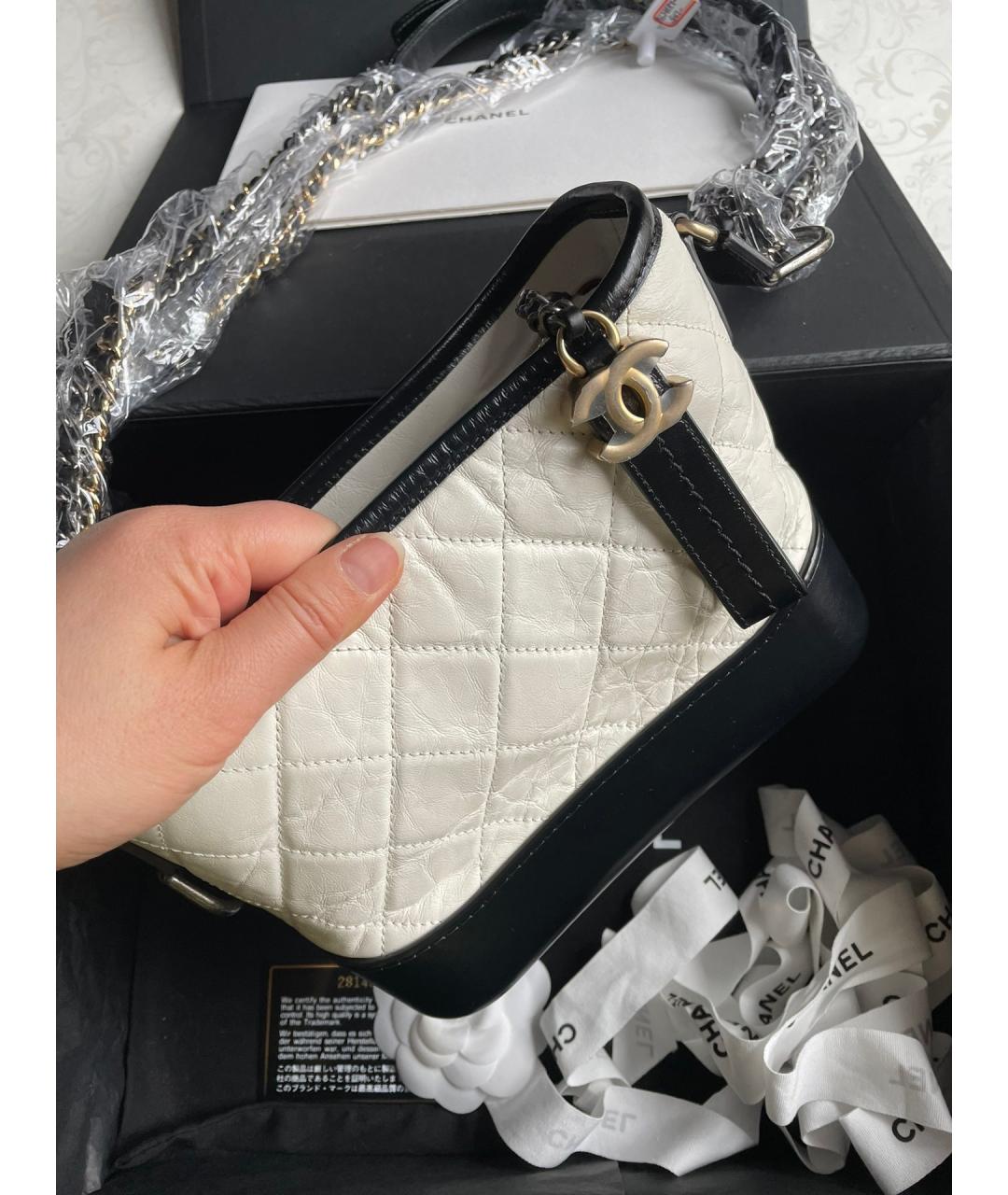 CHANEL PRE-OWNED Белая кожаная сумка через плечо, фото 3