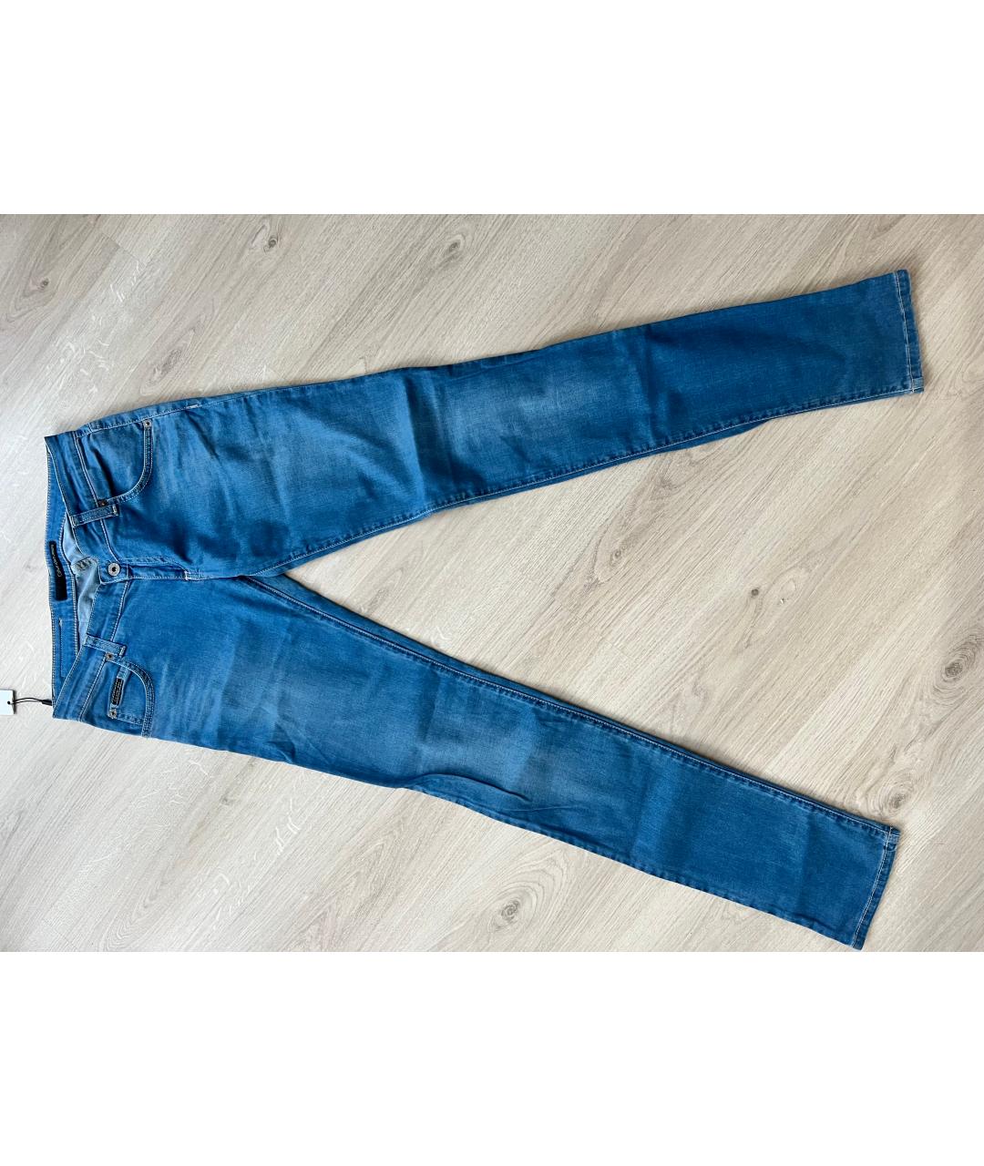 CALVIN KLEIN Синие хлопко-эластановые джинсы слим, фото 8