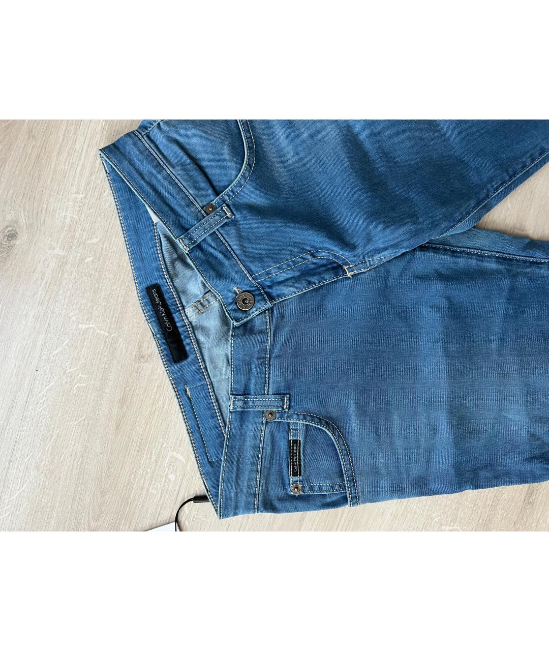 CALVIN KLEIN Синие хлопко-эластановые джинсы слим, фото 6
