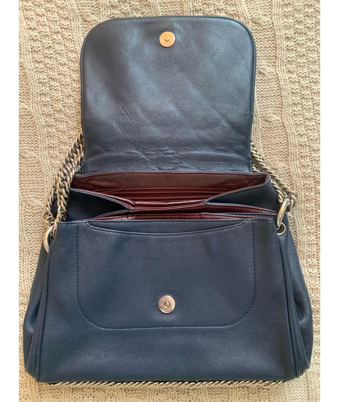 CHANEL Темно-синяя кожаная сумка через плечо, фото 2
