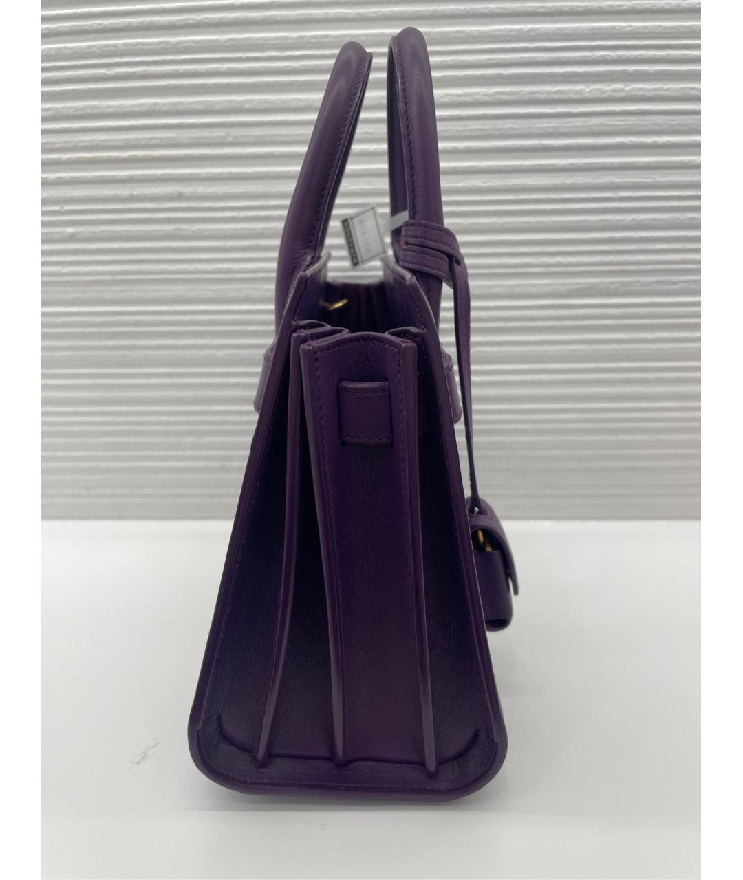 SAINT LAURENT Фиолетовая кожаная сумка с короткими ручками, фото 3