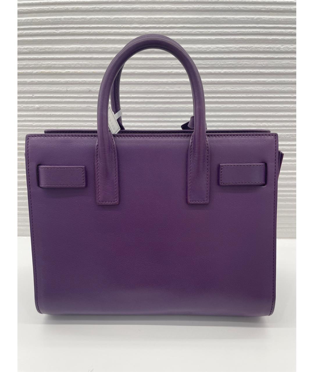 SAINT LAURENT Фиолетовая кожаная сумка с короткими ручками, фото 6