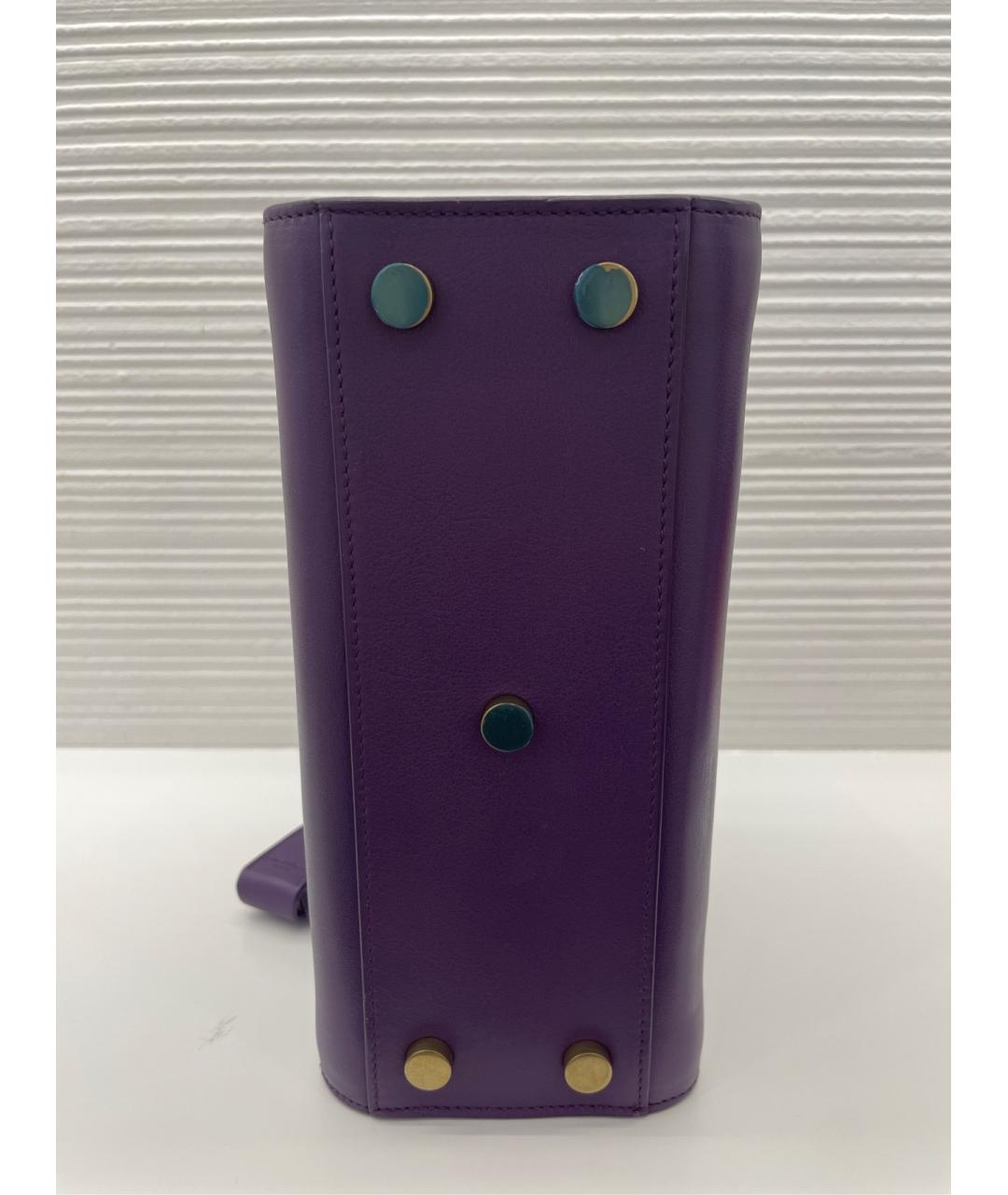 SAINT LAURENT Фиолетовая кожаная сумка с короткими ручками, фото 5