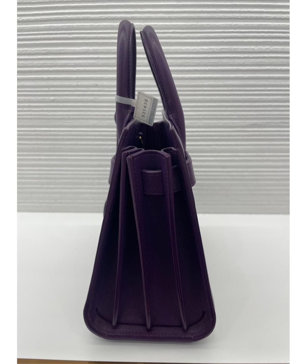 SAINT LAURENT Фиолетовая кожаная сумка с короткими ручками, фото 4
