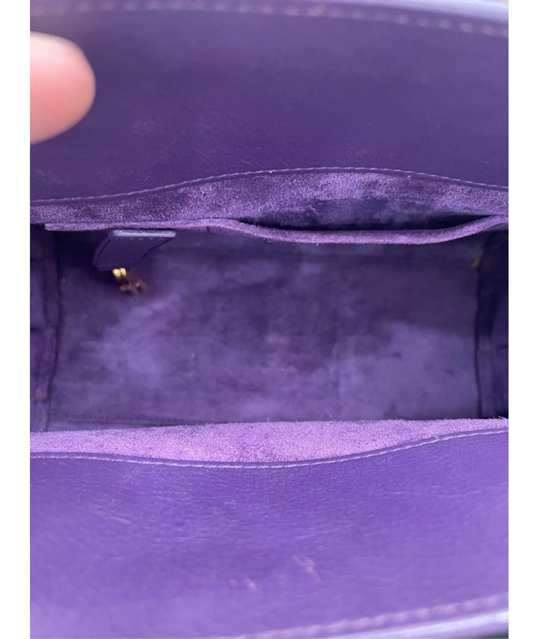 SAINT LAURENT Фиолетовая кожаная сумка с короткими ручками, фото 7