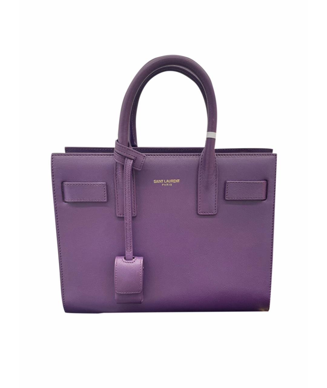 SAINT LAURENT Фиолетовая кожаная сумка с короткими ручками, фото 1