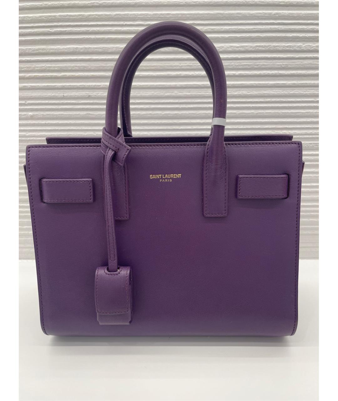 SAINT LAURENT Фиолетовая кожаная сумка с короткими ручками, фото 2