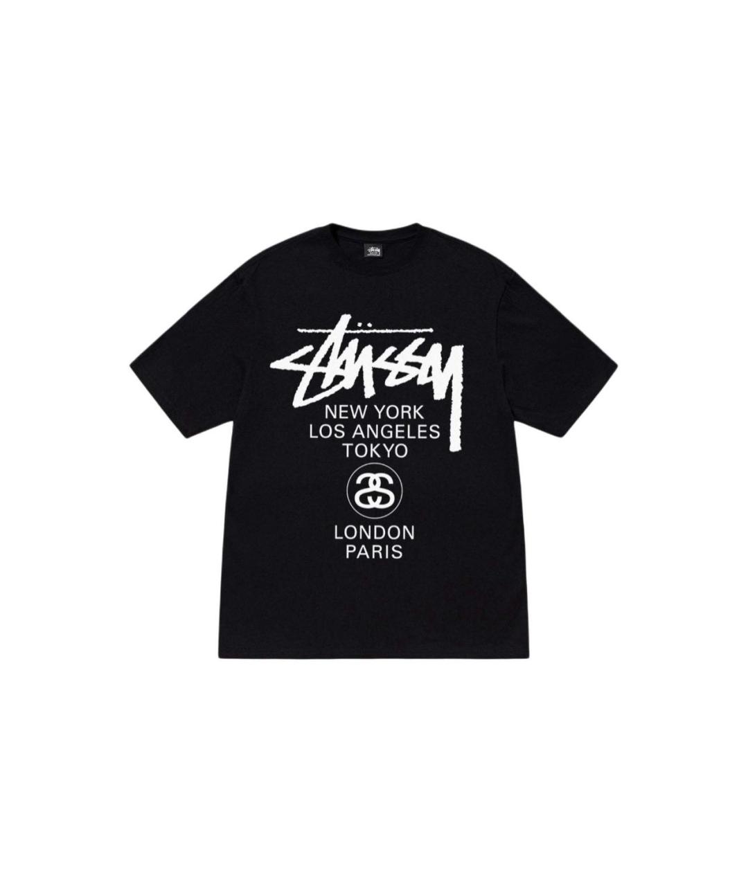 STUSSY Черная хлопковая футболка, фото 1