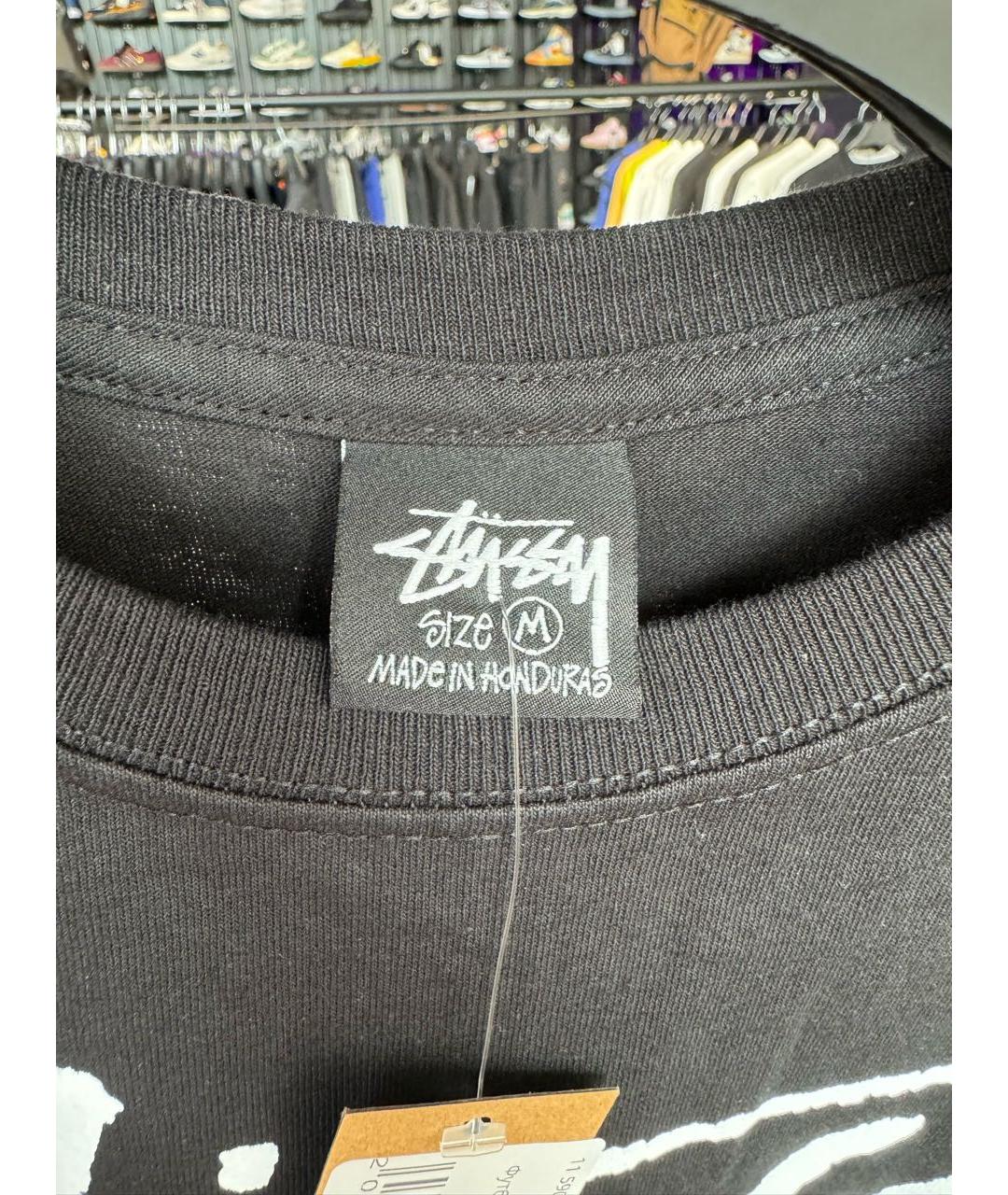 STUSSY Черная хлопковая футболка, фото 3