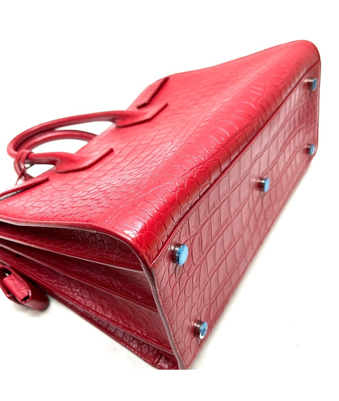 SAINT LAURENT Красная кожаная сумка с короткими ручками, фото 5