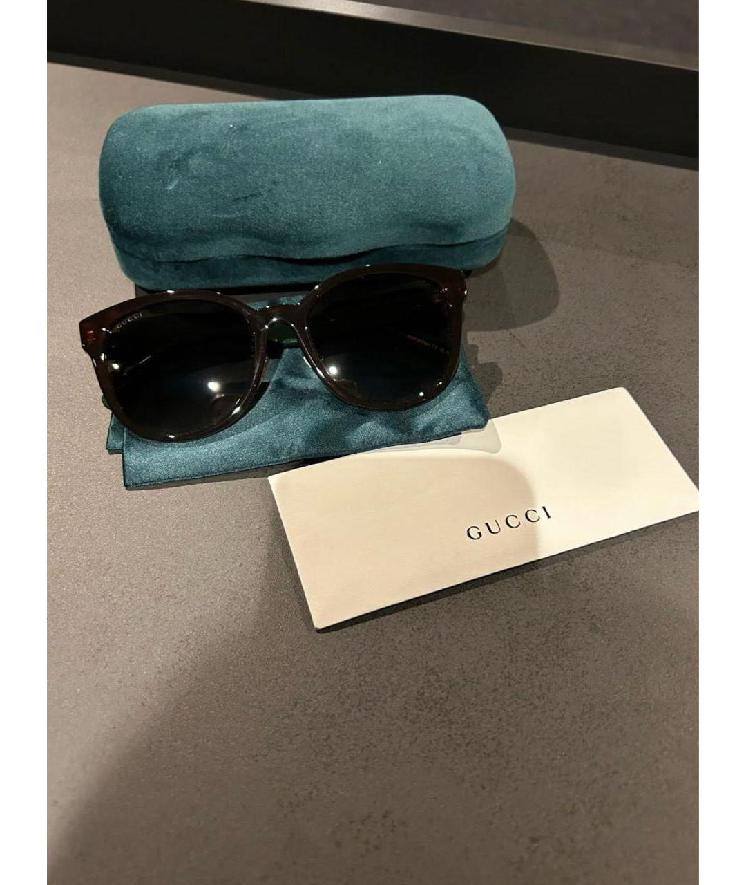 GUCCI Коричневые пластиковые солнцезащитные очки, фото 3