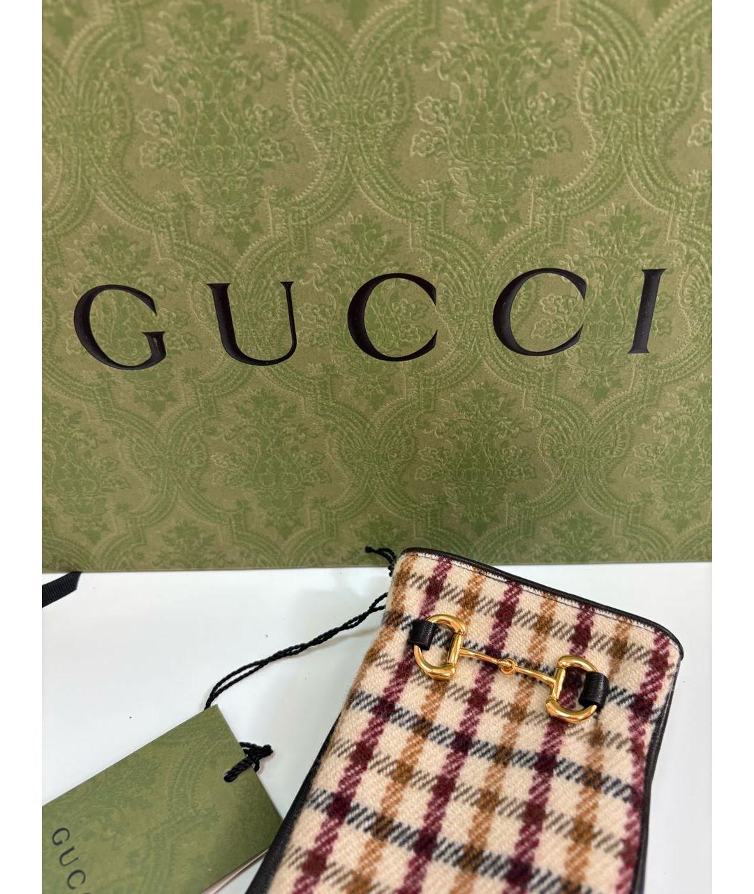 GUCCI Коричневые кожаные перчатки, фото 3