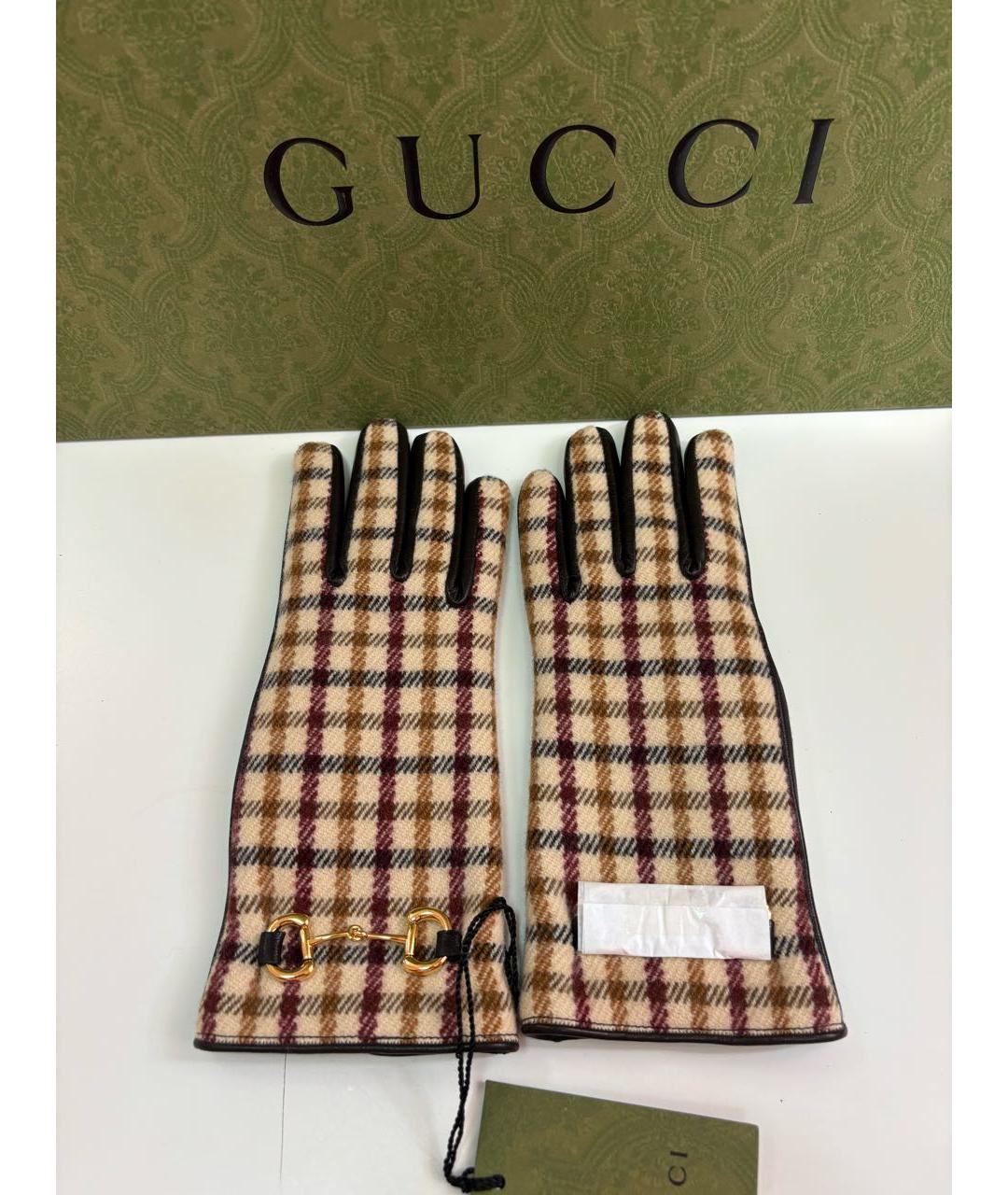 GUCCI Коричневые кожаные перчатки, фото 9