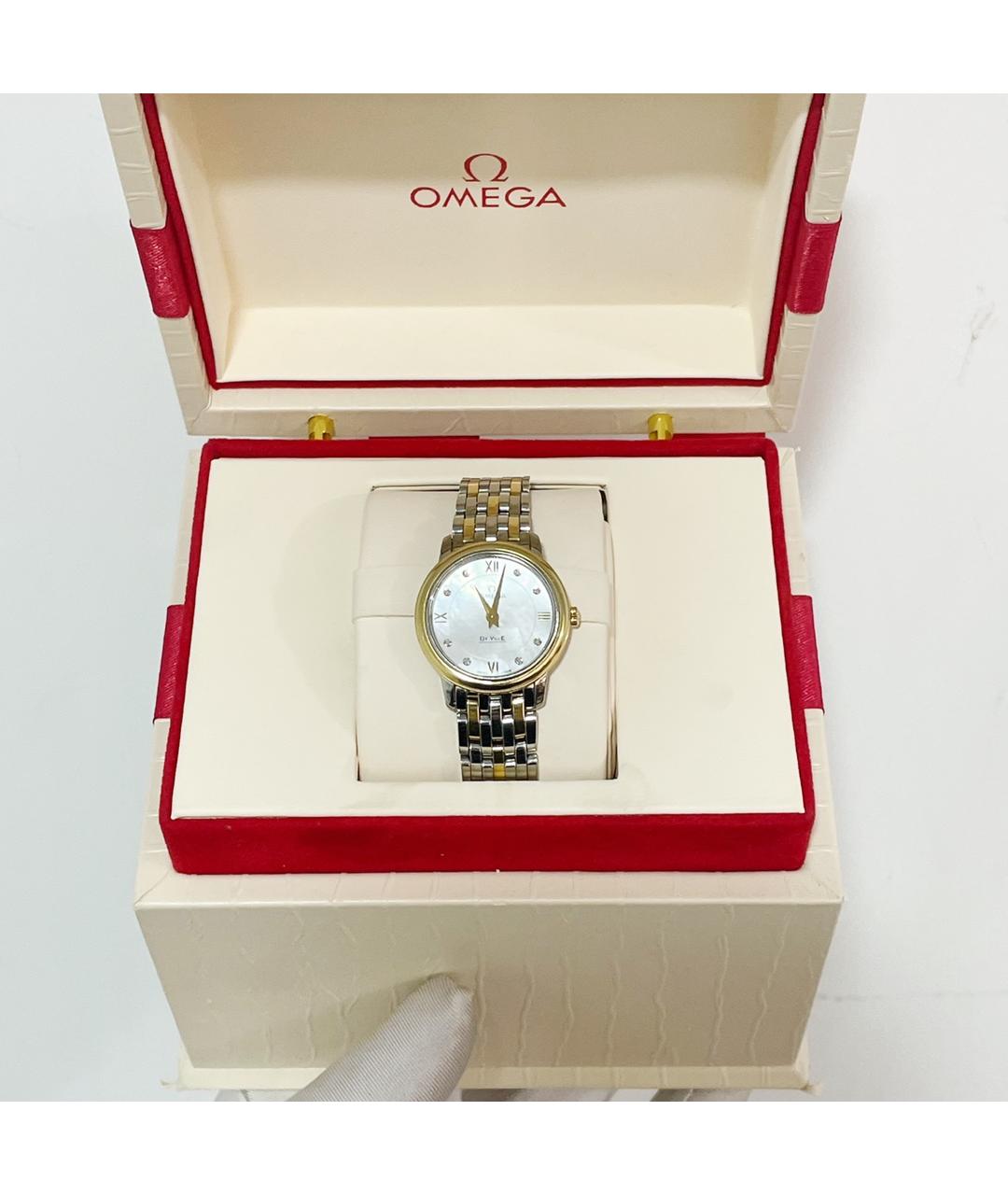 OMEGA Белые часы из желтого золота, фото 3