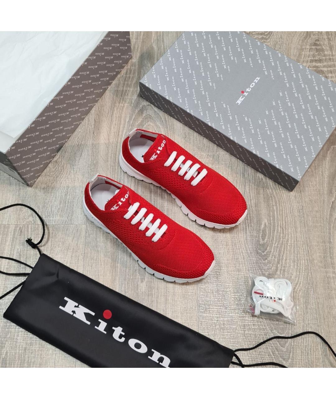 KITON Красные текстильные кроссовки, фото 9