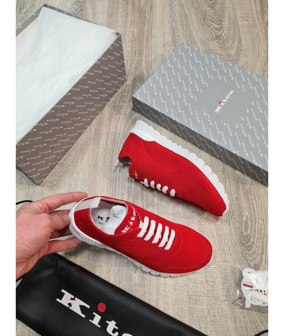 KITON Красные текстильные кроссовки, фото 8