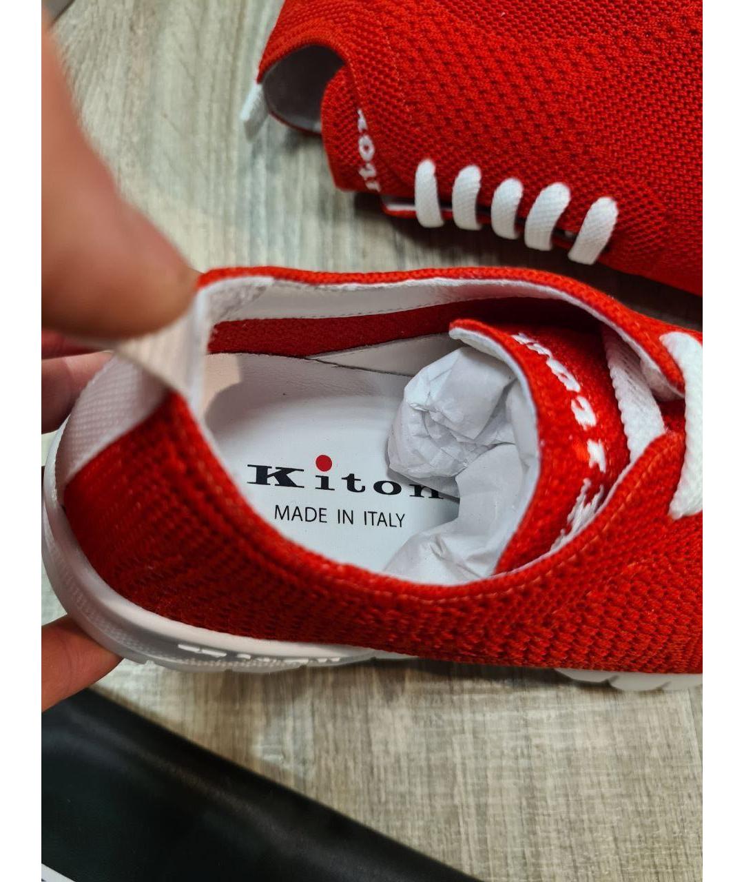 KITON Красные текстильные кроссовки, фото 2