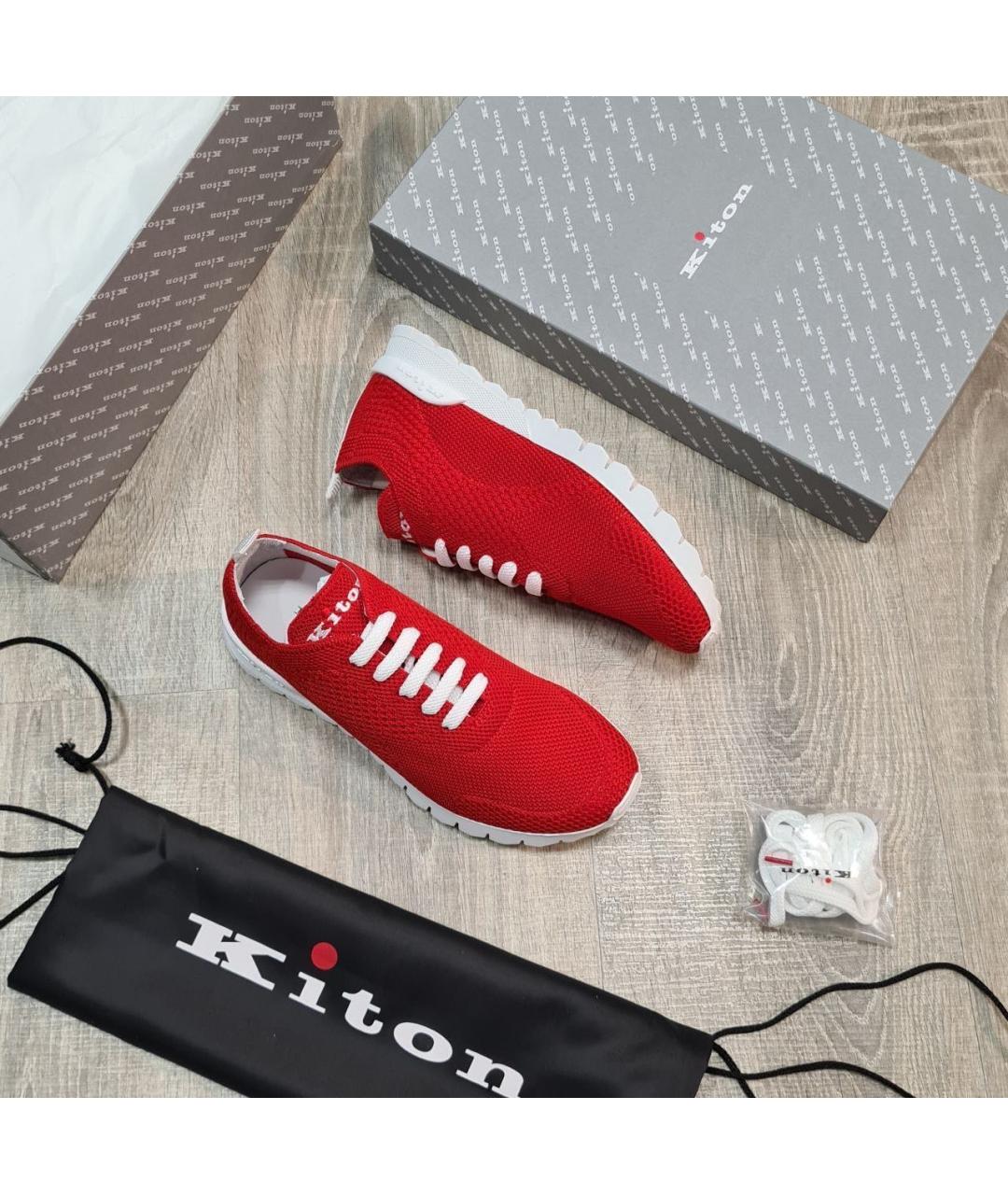 KITON Красные текстильные кроссовки, фото 4