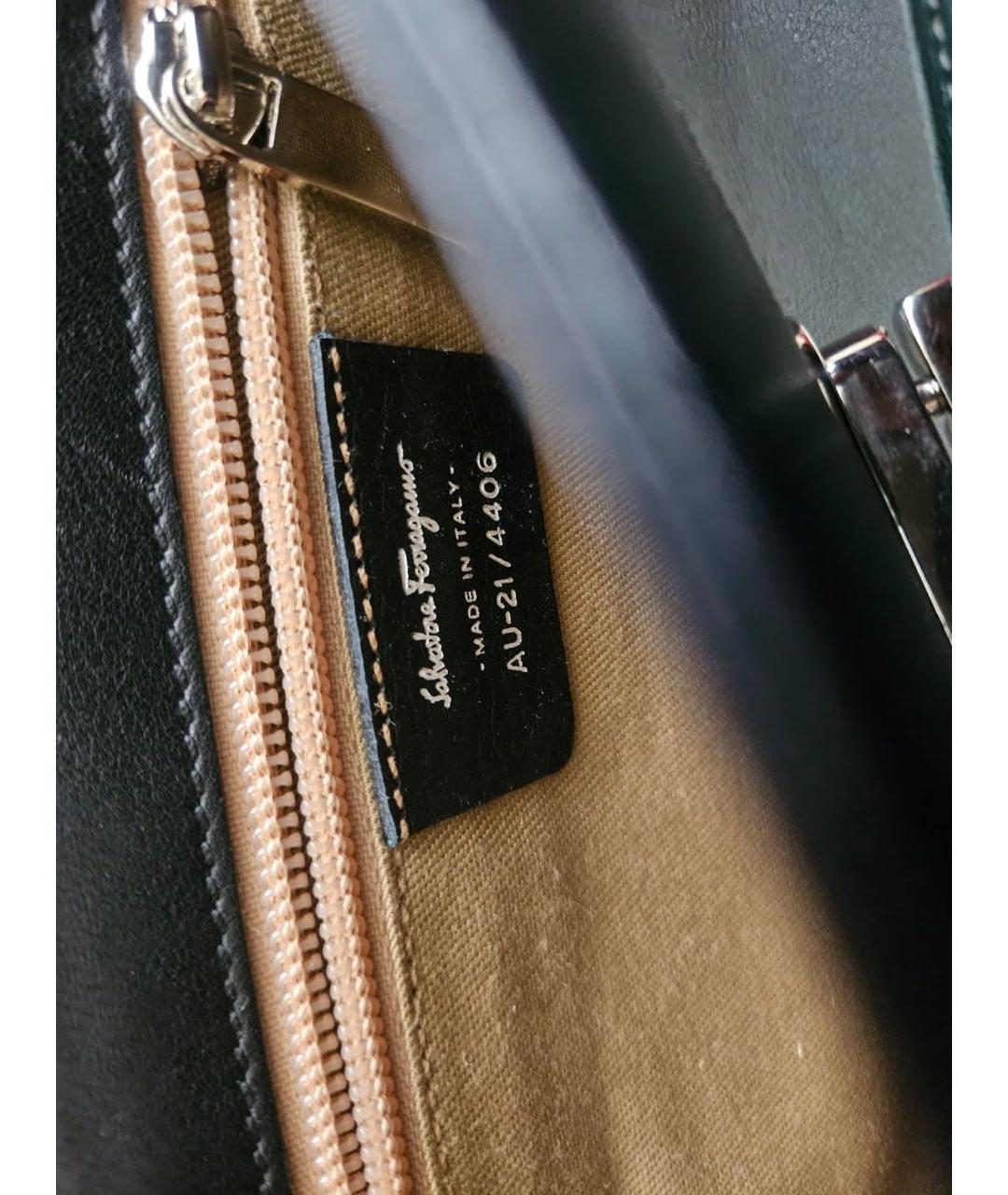 SALVATORE FERRAGAMO Черная кожаная сумка с короткими ручками, фото 5