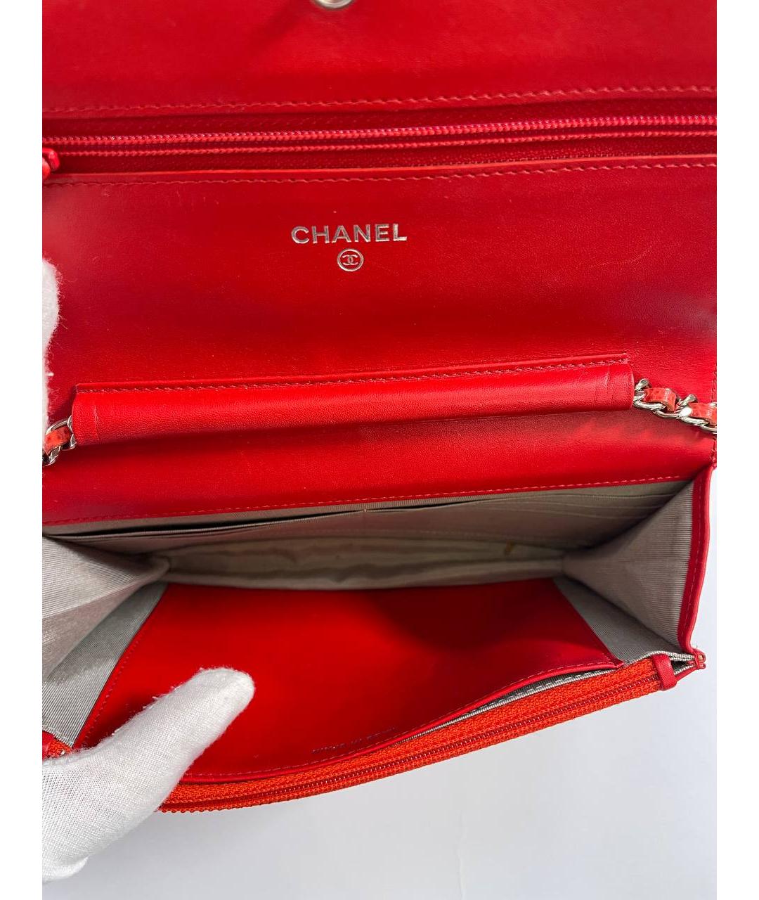 CHANEL PRE-OWNED Коралловая кожаная сумка через плечо, фото 4