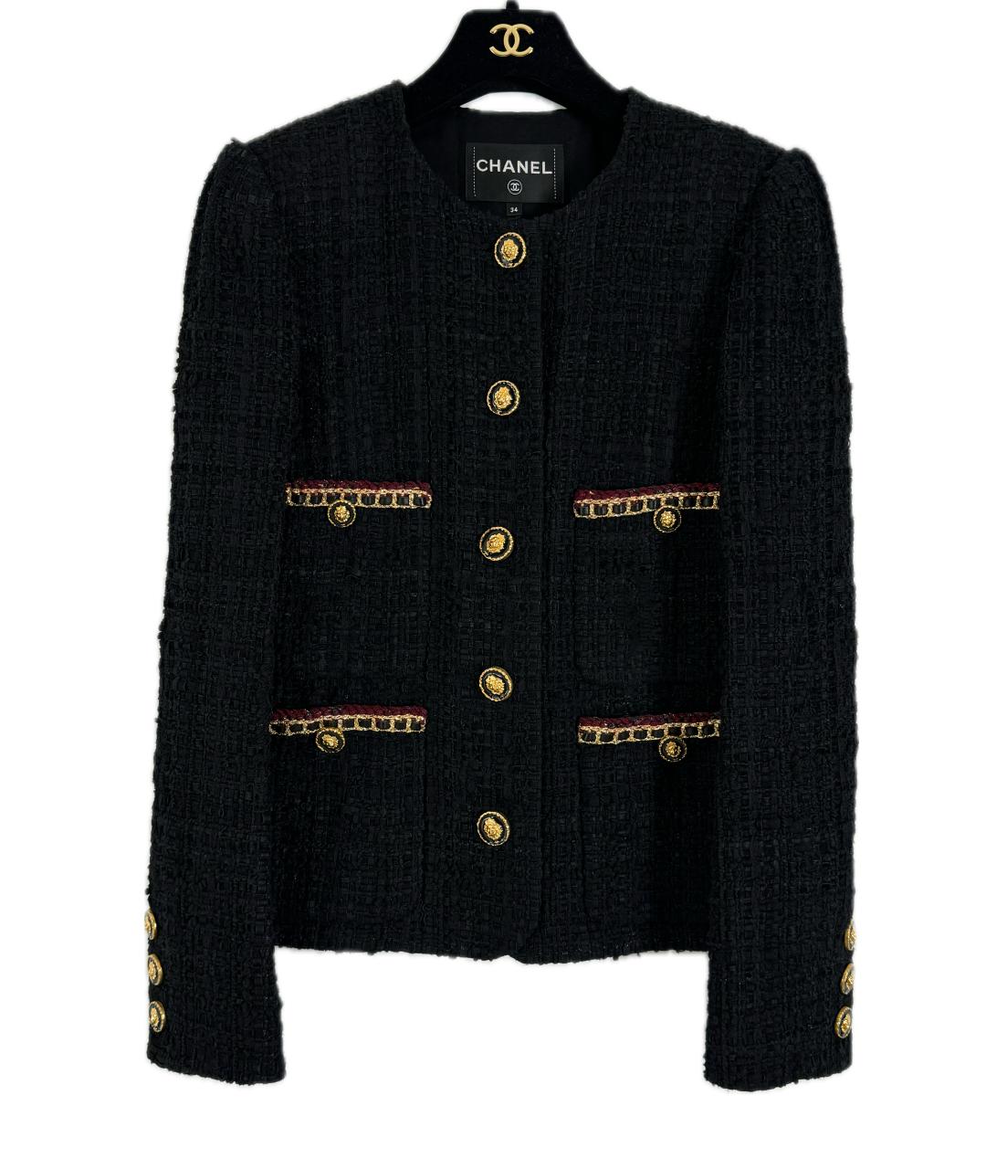 CHANEL PRE-OWNED Черный твидовый жакет/пиджак, фото 10