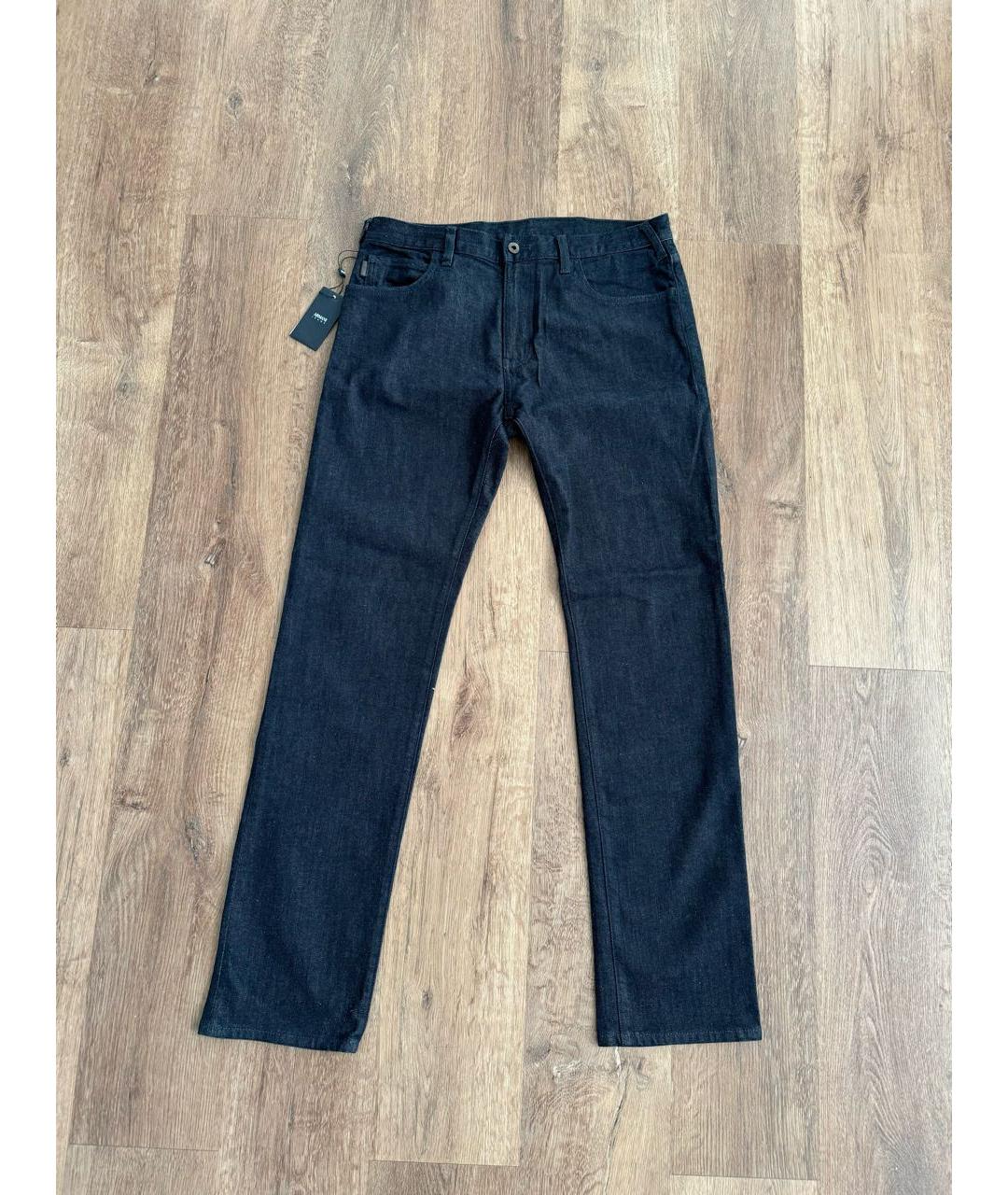 ARMANI JEANS Темно-синие хлопковые прямые джинсы, фото 9
