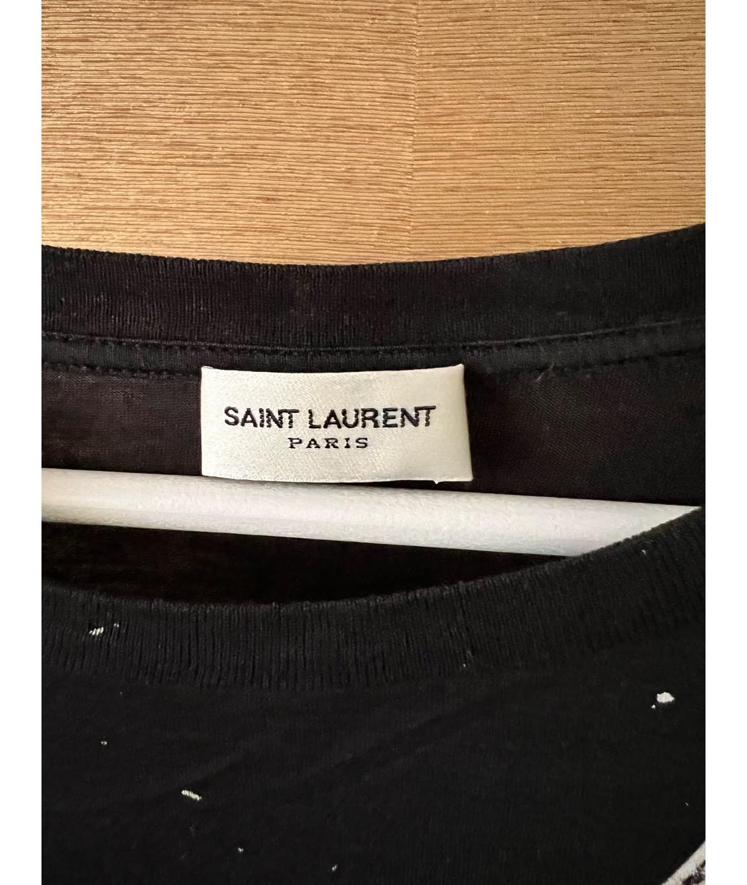 SAINT LAURENT Черная хлопковая футболка, фото 4