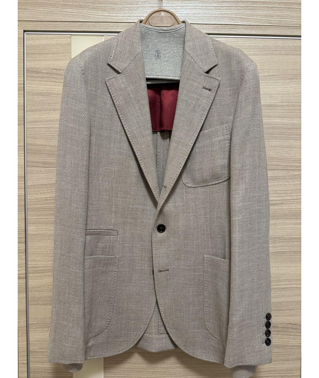 BRUNELLO CUCINELLI Бежевый шерстяной пиджак, фото 7