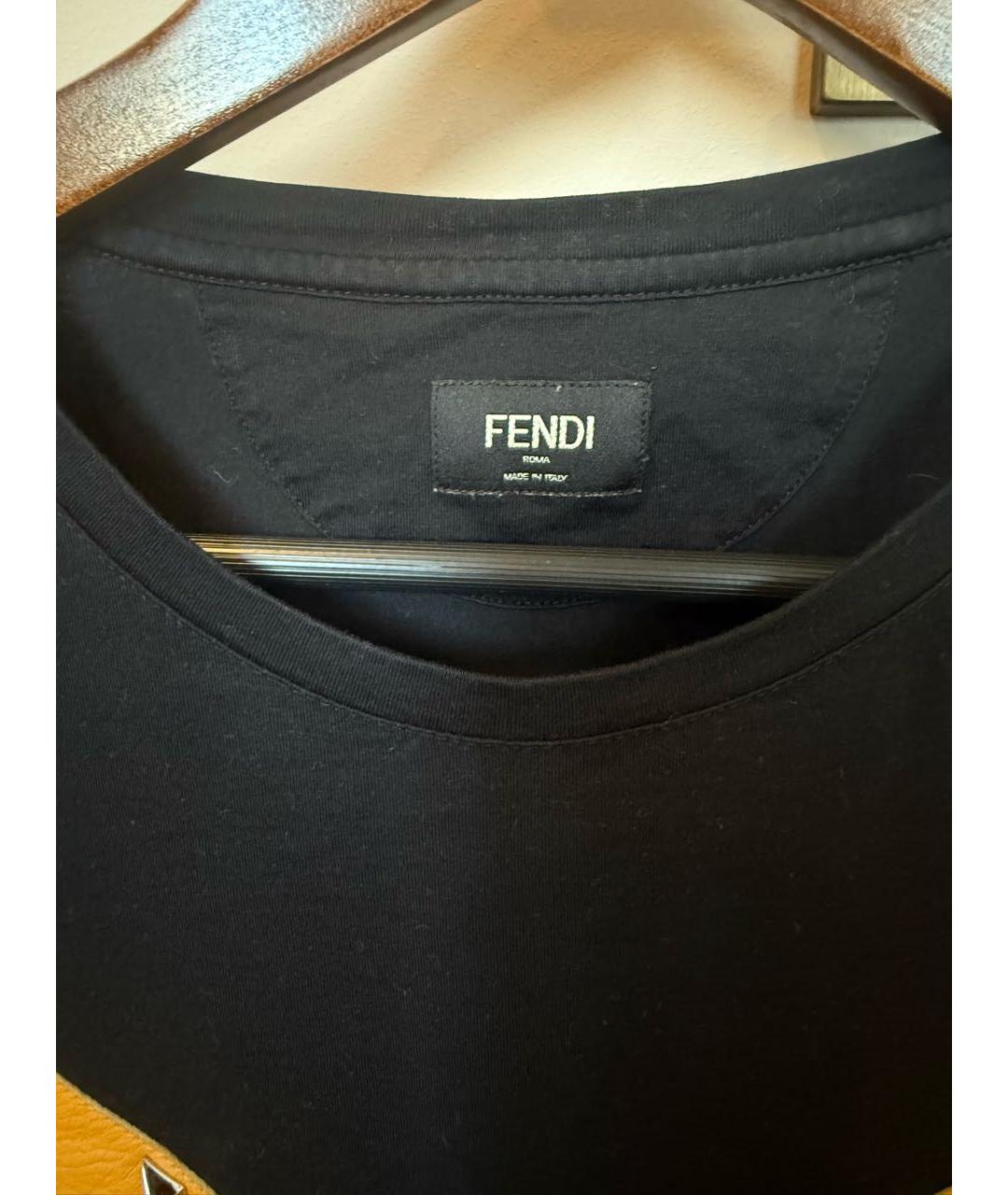 FENDI Черная хлопковая футболка, фото 5