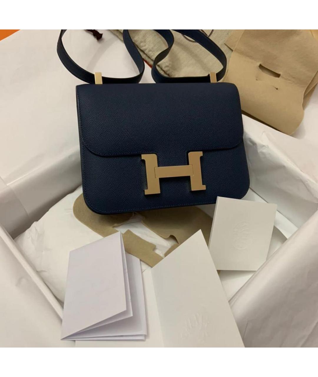 HERMES PRE-OWNED Темно-синяя кожаная сумка через плечо, фото 4