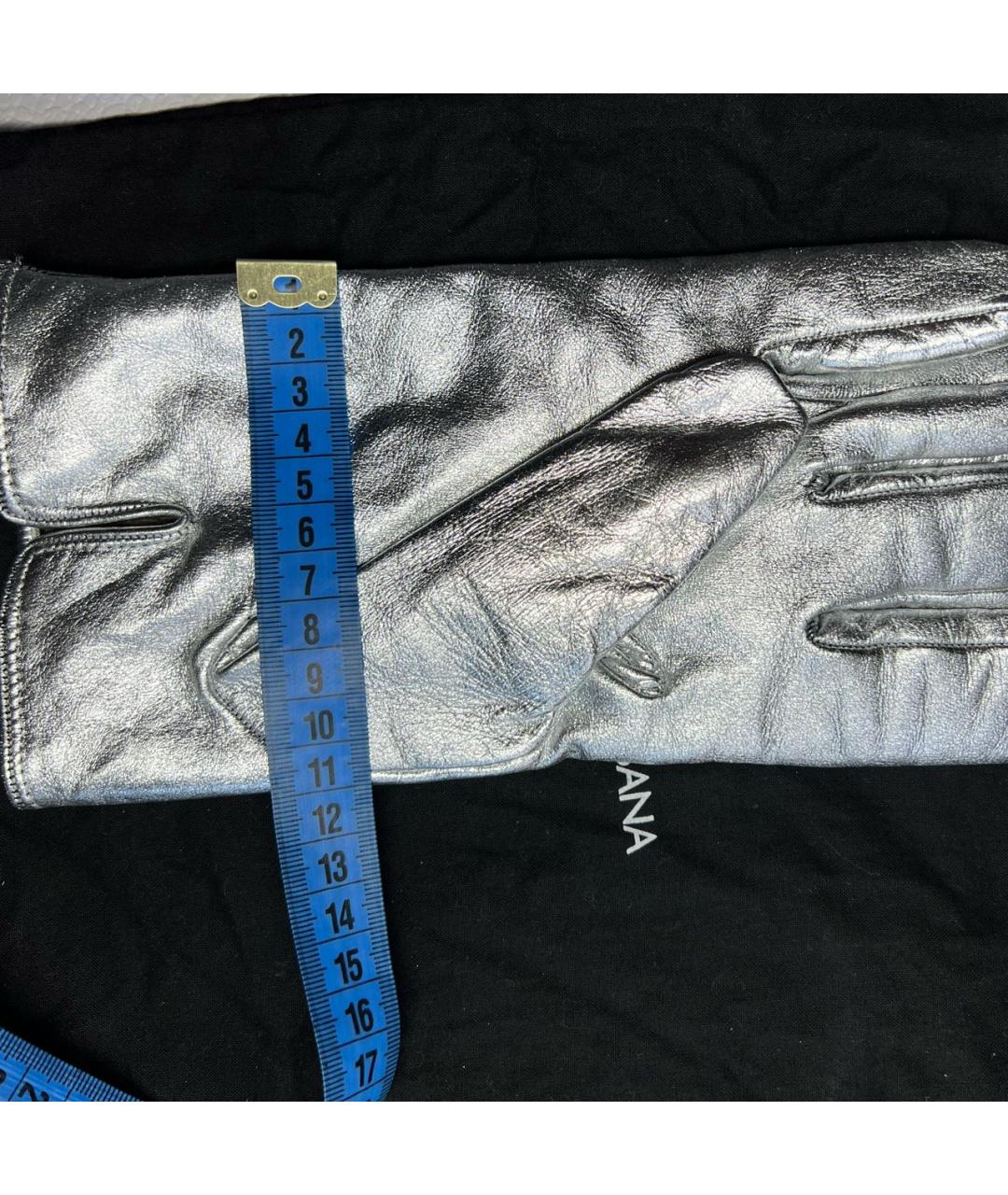 DOLCE&GABBANA Серебряные кожаные перчатки, фото 5