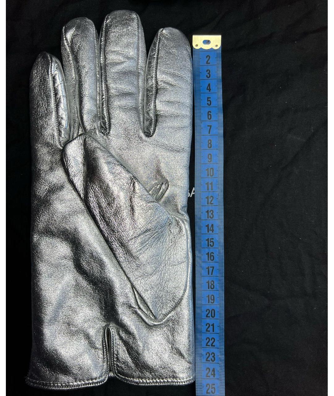 DOLCE&GABBANA Серебряные кожаные перчатки, фото 3