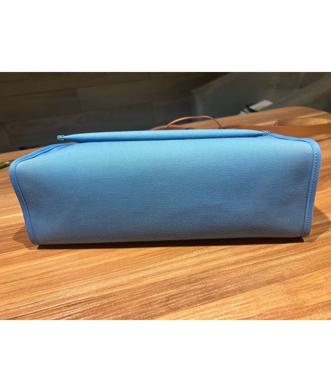 HERMES PRE-OWNED Голубая тканевая сумка с короткими ручками, фото 6