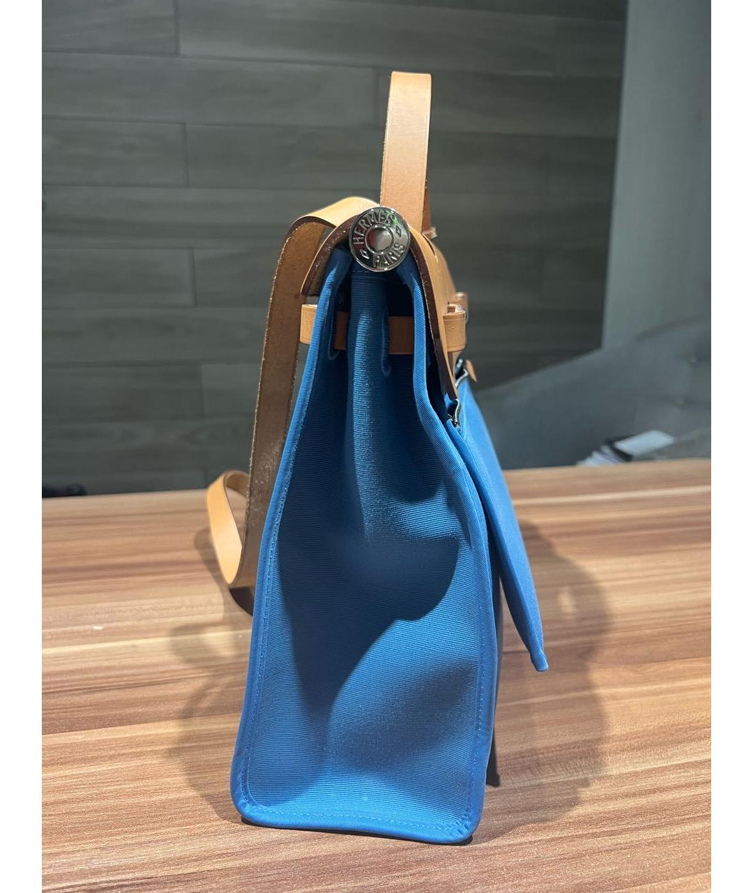 HERMES PRE-OWNED Голубая тканевая сумка с короткими ручками, фото 3