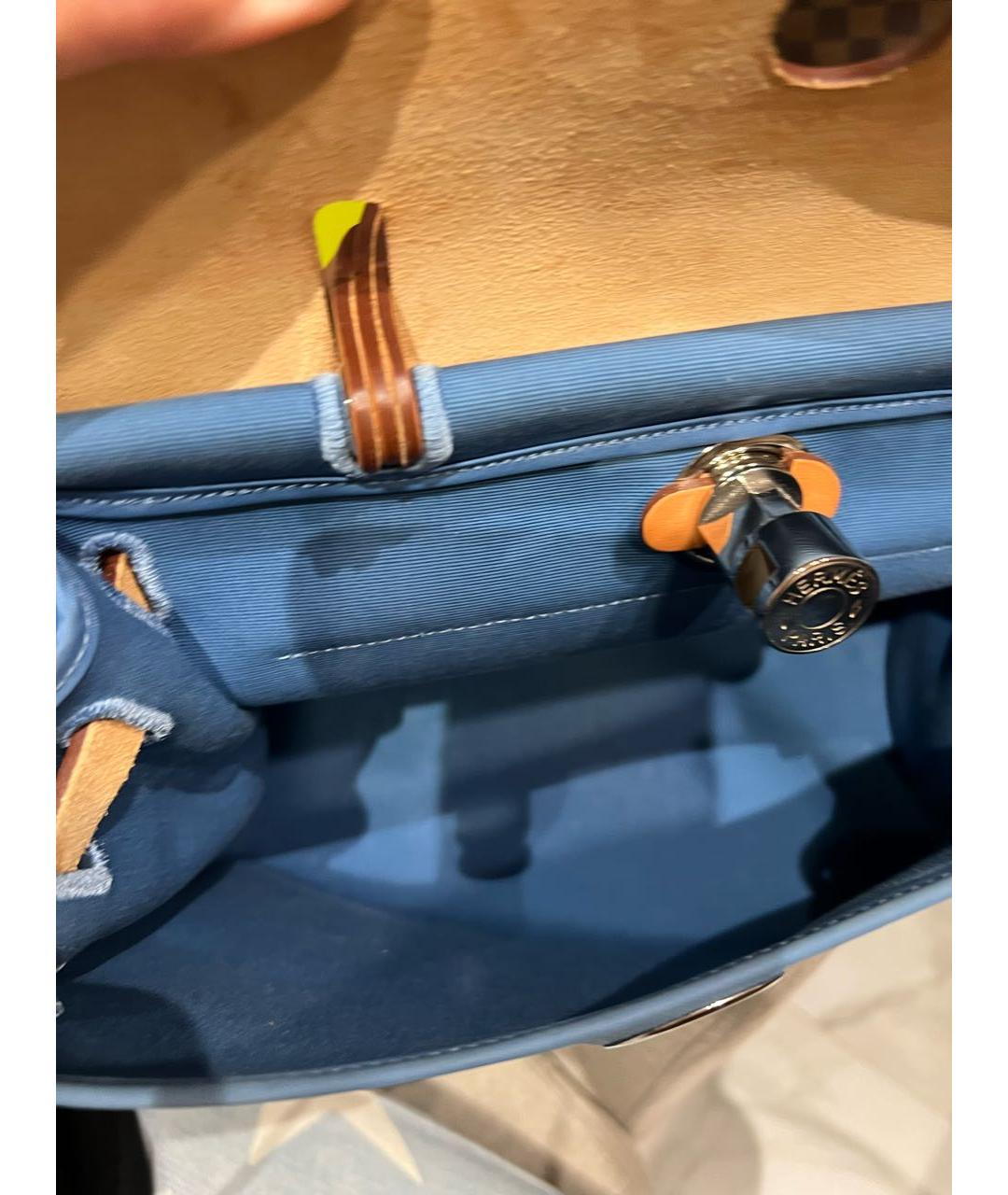 HERMES PRE-OWNED Голубая тканевая сумка с короткими ручками, фото 4
