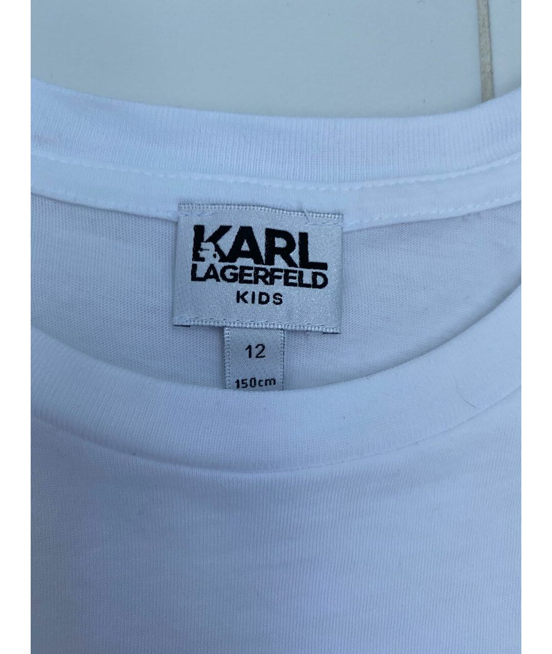 KARL LAGERFELD Белая хлопковая детская футболка, фото 3