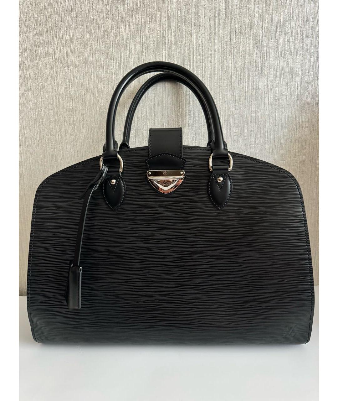 LOUIS VUITTON Черная кожаная сумка тоут, фото 8