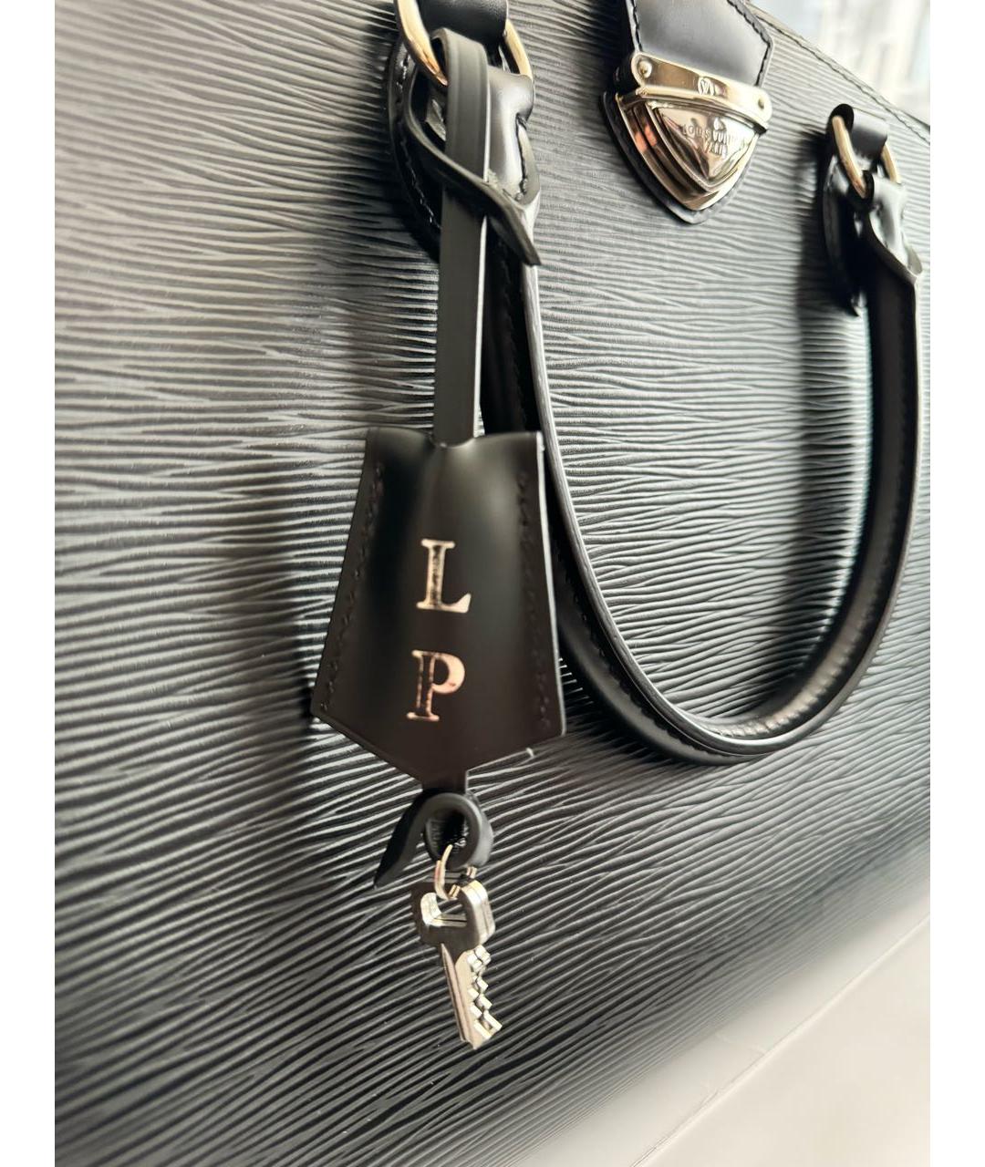 LOUIS VUITTON Черная кожаная сумка тоут, фото 6