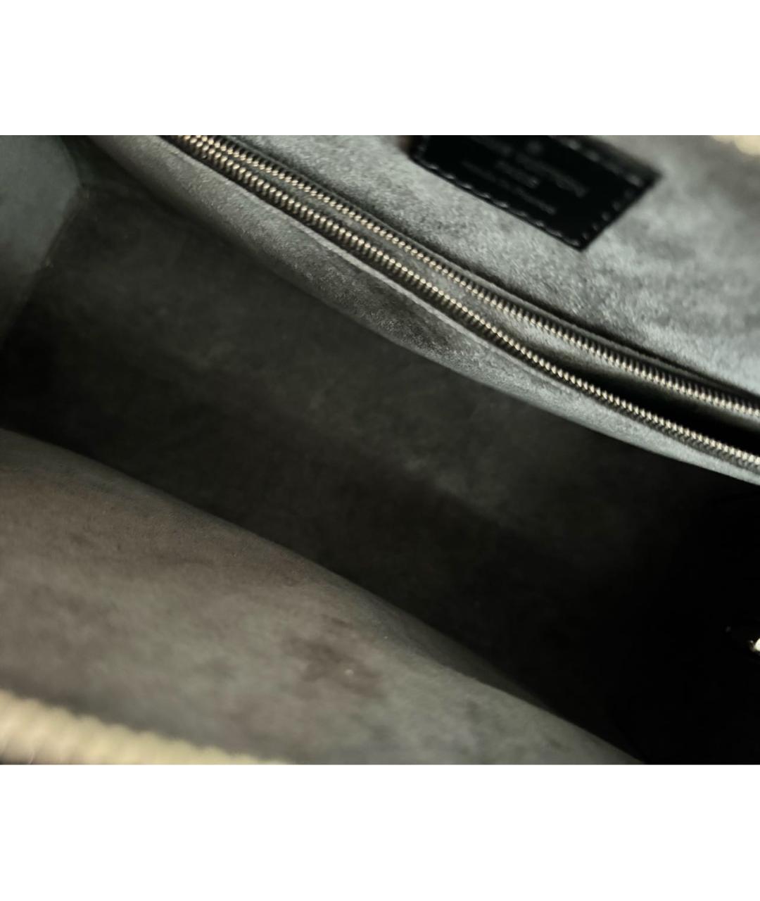 LOUIS VUITTON Черная кожаная сумка тоут, фото 4