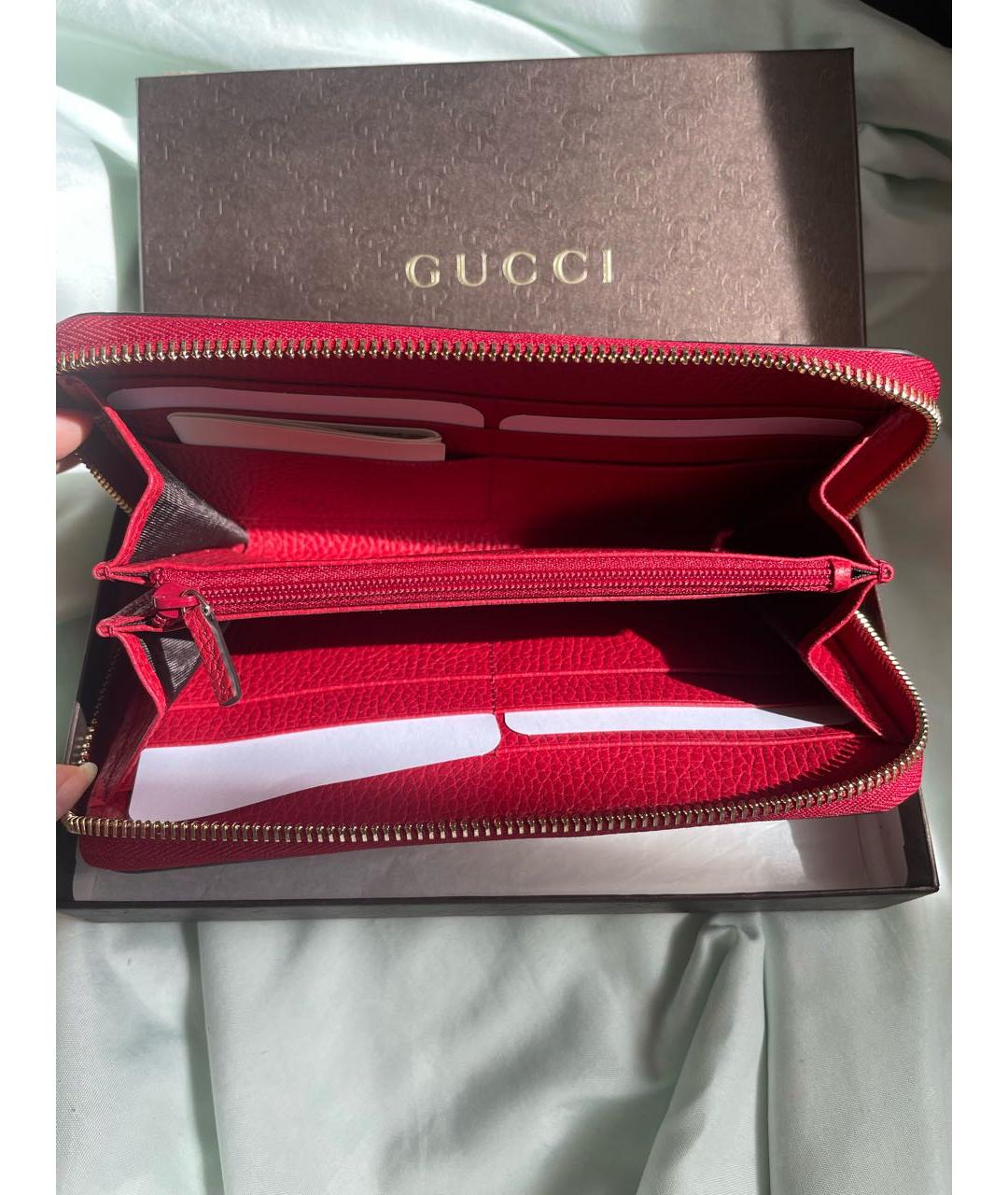 GUCCI Красный кожаный кошелек, фото 3