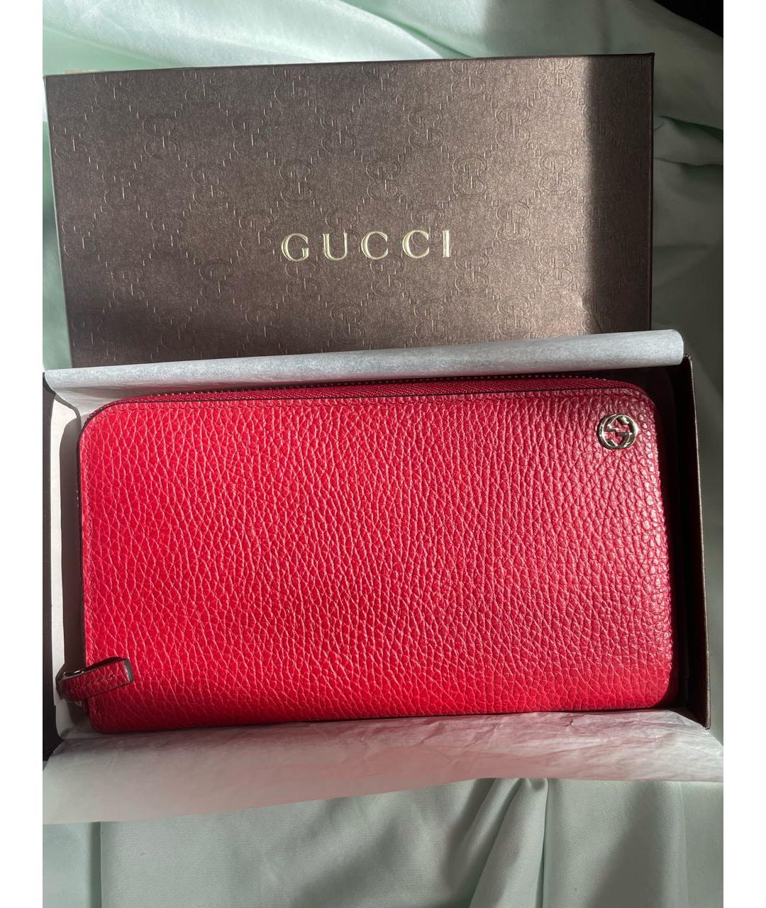 GUCCI Красный кожаный кошелек, фото 4